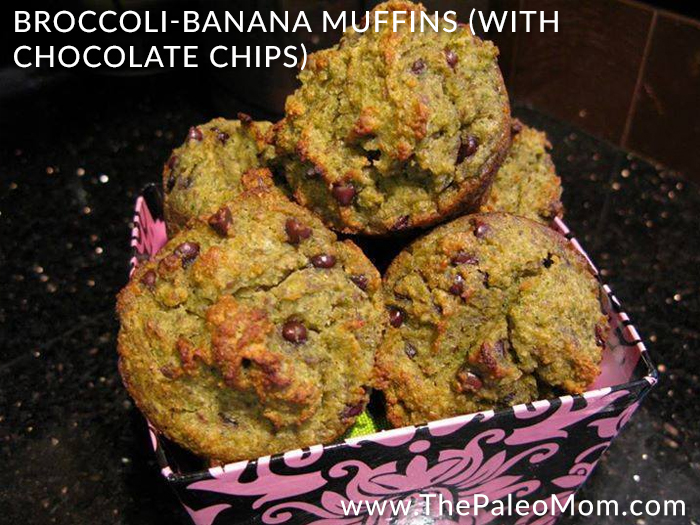 Broccoli-Banana Muffins with chocolate chips